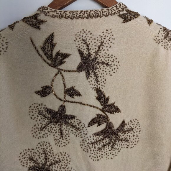 Vintage 1940s Hand Beaded Lambs Wool and Angora Cardigan Sweater - Picture 9 of 12